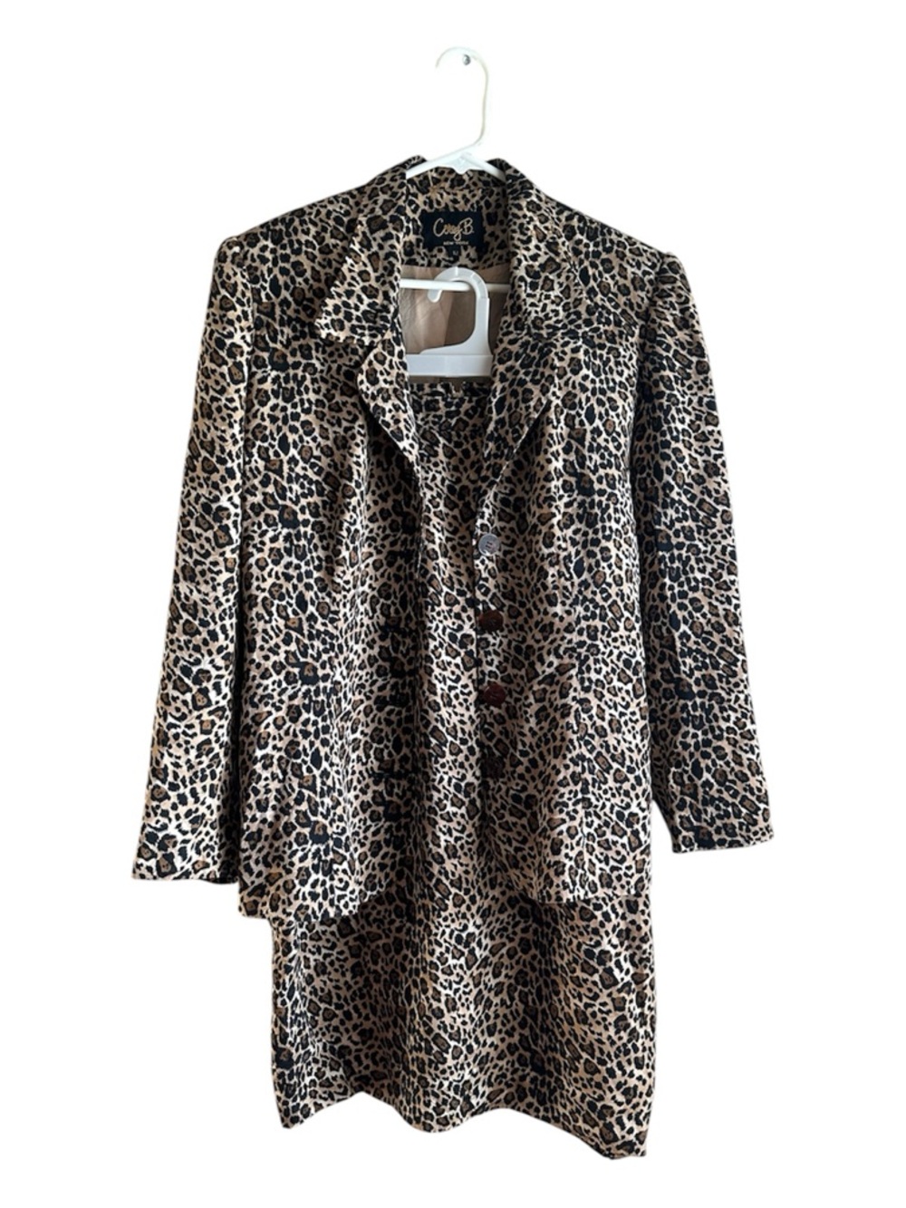 Vintage Corey B Leopard 100% Silk Blazer & Skirt Set Size 12 (Fits 8–10) Y2K - Picture 2 of 7